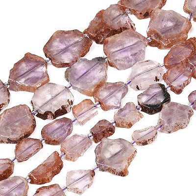 Natural Purple Phantom Quartz Purple Lodolite Quartz Slice Beads Strands G-A305-B02-01-1