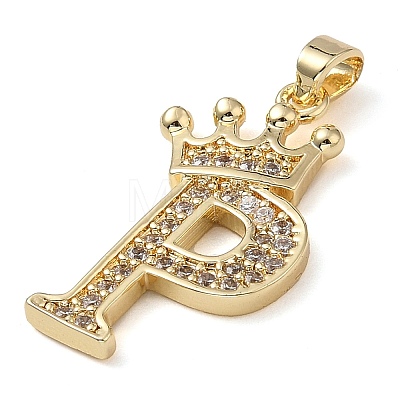 Rack Plating Brass Micro Pave Cubic Zirconia Pendants KK-D535-01P-RS-1