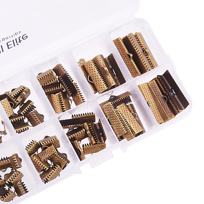 Antique Bronze Ribbon Crimp Ends Bracelet Leather Pinch Crimps Size 8-25x6-8x5mm for Jewelry Craft Supplies IFIN-PH0008-01AB-1