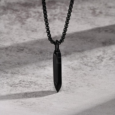 304 Stainless Steel Hexagonal Nail Shape Pendant Box Chain Necklaces for Men WG73060-02-1