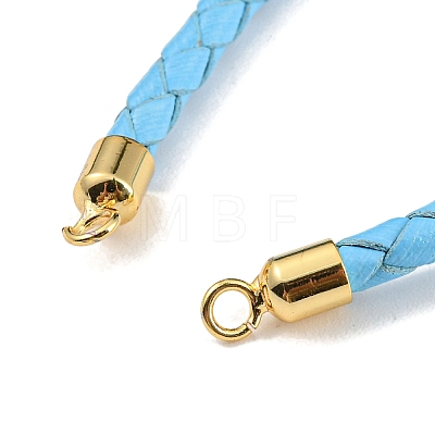 Leather Braided Cord Link Bracelets MAK-K022-01G-01-1