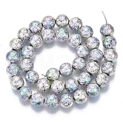 Electroplated Natural Lava Rock Beads Strands G-S352-30D-03-1
