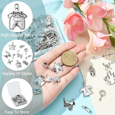 100Pcs 10 Styles Tibetan Style Alloy Charms TIBEP-CJ0002-65-1