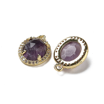 Natural Amethyst Faceted Oval Pendants G-I375-02G-08-1