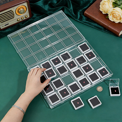 24-Grid Transparent Acrylic Loose Diamond Package Organizer Boxes CON-WH0085-207B-1