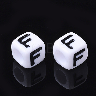 Acrylic Horizontal Hole Letter Beads X-PL37C9129-F-1