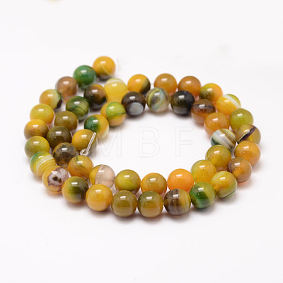 Natural Striped Agate/Banded Agate Bead Strands G-K155-A-8mm-08-1