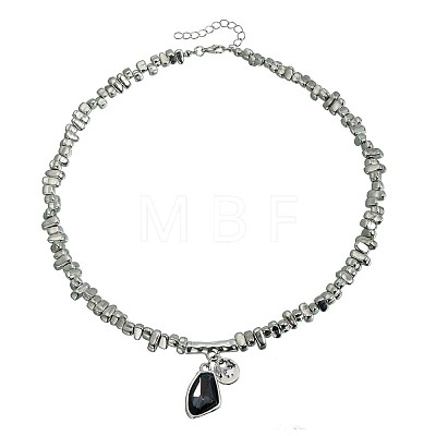 Alloy Glass Nuggets Pendant CCB Plastic Beaded Necklaces for Women FS-WG68853-01-1