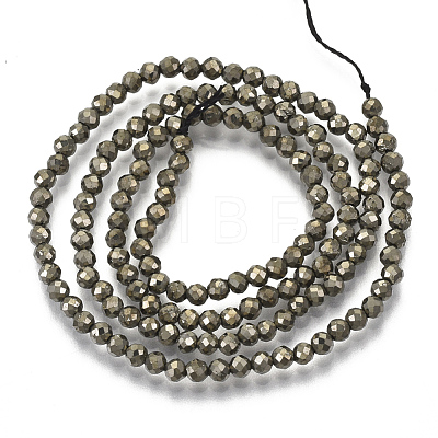 Natural Pyrite Beads Strands G-T108-34D-1