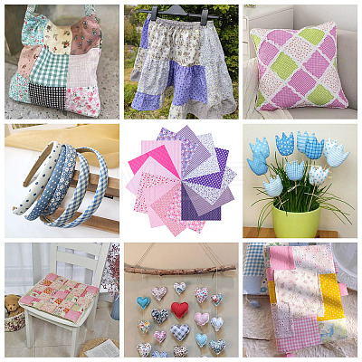 28Pcs 2 Colors Printed Cotton Fabric DIY-TA0014-86-1