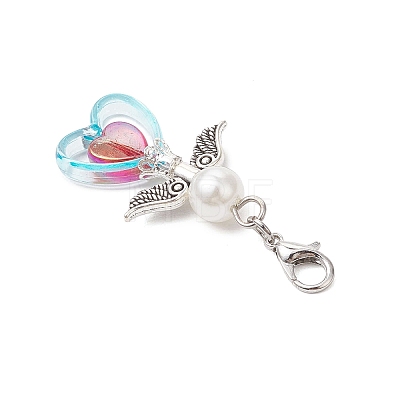 ABS Plastic Imitation Pearl & Transparent Acrylic Pendants Decorations HJEW-JM03603-03-1