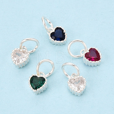 925 Sterling Silver Pave Cubic Zirconia Heart Charms STER-T009-17S-1