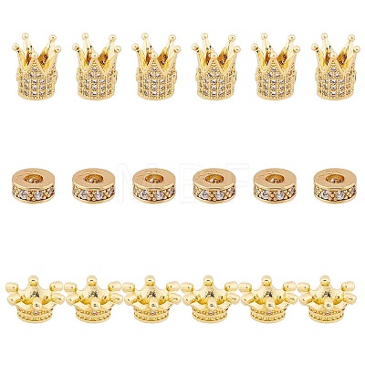 Brass Micro Pave Cubic Zirconia Beads ZIRC-SC0001-02G-1