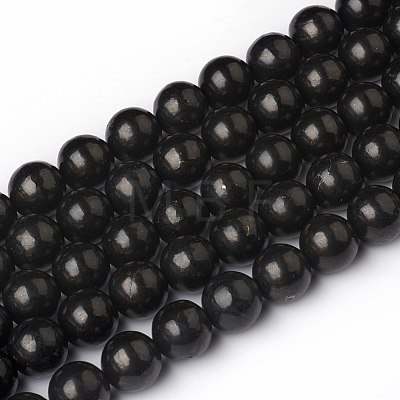 Natural Shungite Beads Strands G-I271-C03-10mm-1