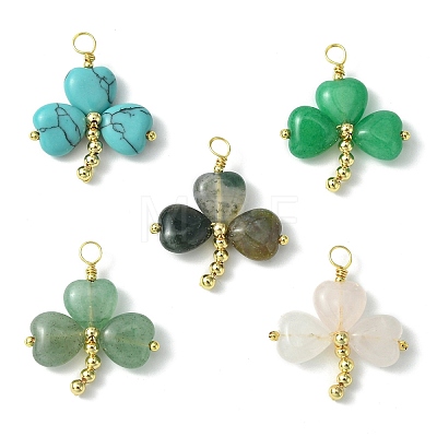 Saint Patrick's Day Natural & Synthetic Mixed Gemstone Pendants PALLOY-JF02235-1