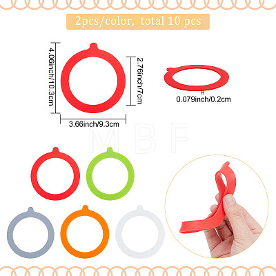 Gorgecraft 10Pcs 5 Colors Silicone Rings AJEW-GF0005-71-1