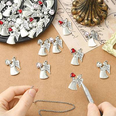 30Pcs 3 Colors Antique Silver Alloy Rhinestone Pendants FIND-CJ0006-07-1