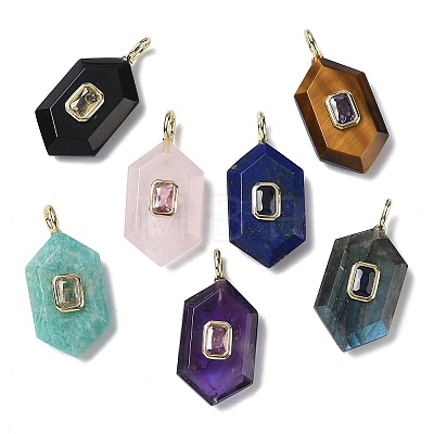 Natural Mixed Stone Faceted Pendants G-F819-01G-1