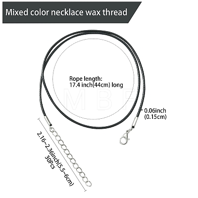 30Pcs Waxed Cotton Cord Necklace Making MAK-CJ0001-19-1