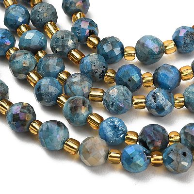 Electroplated Natural Druzy Geode Crystal Beads Strands G-F833-P01-8mm-05-1