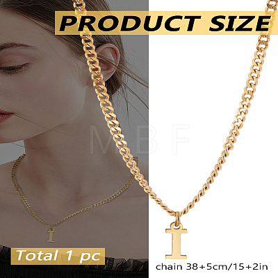 1Pc 304 Stainless Steel Letter Pendant Necklaces NJEW-LP0001-33I-G-1