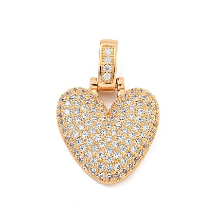 Brass Micro Pave Clear Cubic Zirconia Pendants KK-B099-01G-V-1
