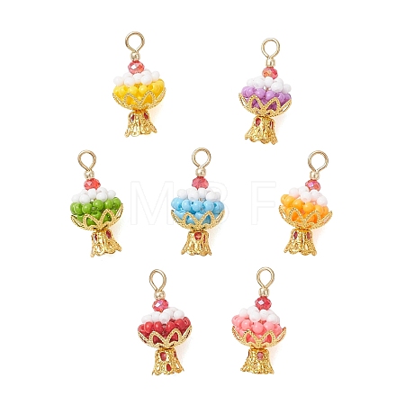 7Pcs Glass Seed Beaded Cake Pendants PALLOY-MZ01232-1