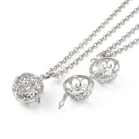 Brass with Rhinestone Pendant Necklaces NJEW-G089-03G-P-1