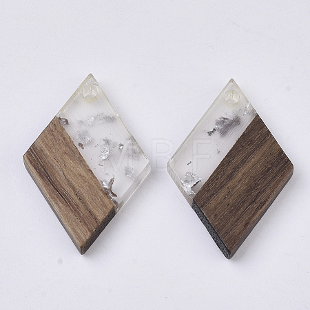 Transparent Resin & Walnut Wood Pendants X-RESI-T042-01-A02-1