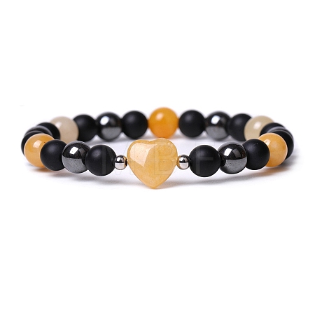 Natural Topaz Jade Heart Beaded Stretch Bracelet PW-WG70241-06-1
