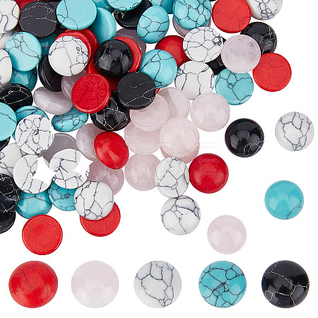 100Pcs 5 Styles Synthetic Turquoise & Natural Rose Quartz Cabochons G-SC0002-33-1