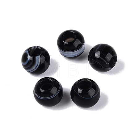 Natural Black Banded Agate(Dyed & Heated) European Beads G-Q607-03A-1