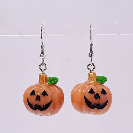 Halloween Pumpkin Plastic & Resin Dangle Earrings FS-WGC9740-01-1