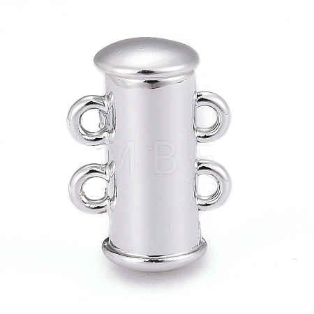 2-Strands 4-Holes Tube Brass Magnetic Slide Lock Clasps X-KK-D472-P-NF-1