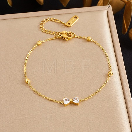 304 Stainless Steel Rhinestone Link Bracelets BJEW-B171-13G-1
