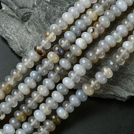 Natural Grey Agate Stone Beads Strands G-S105-8mm-03-1
