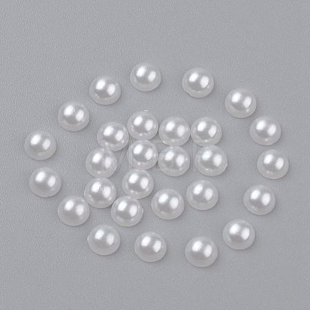 Half Round Domed Imitated Pearl Acrylic Cabochons OACR-H001-4-1