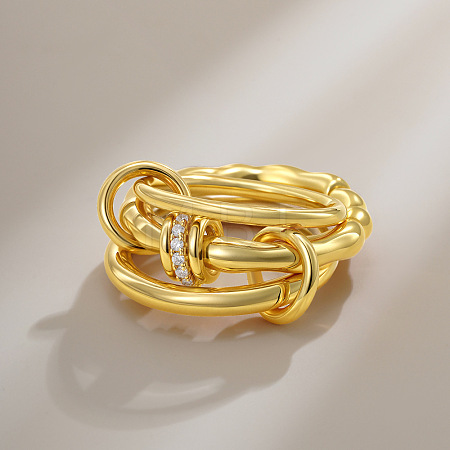 Brass Micro Pave Cubic Zirconia Finger Rings FS-WG6545E-01-1