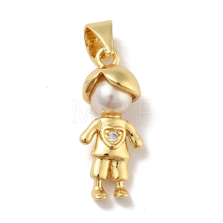Brass Micro Pave Clear Cubic Zirconia Pendants KK-B059-31G-1