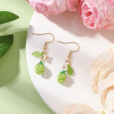 Handmade Glass Seed Beads Apple Dangle Earrings EJEW-MZ00575-01-1