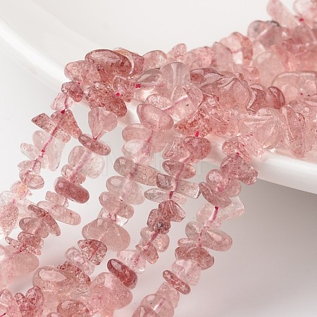 Chip Natural Strawberry Quartz Bead Strands G-M349-02-1