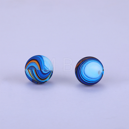 Printed Round Silicone Focal Beads SI-JX0056A-186-1