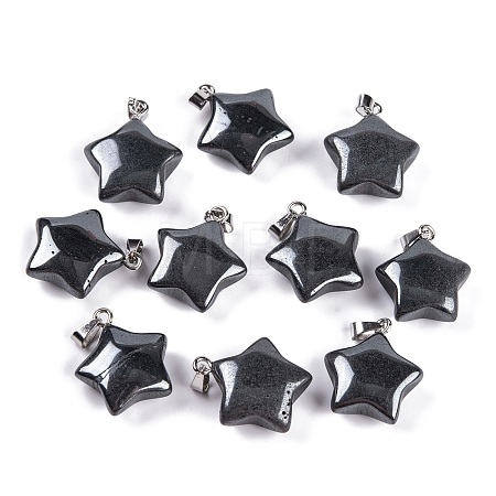 Natural Black Stone Pendants G-Q172-09P-02-1