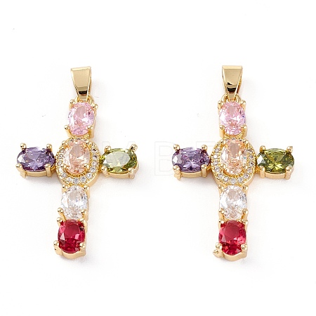 Brass Micro Pave Cubic Zirconia Pendants ZIRC-M116-04G-1