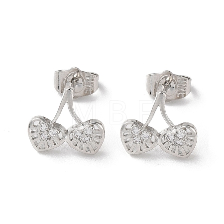 Brass Rhinestone Stud Earrings EJEW-Z021-26P-1