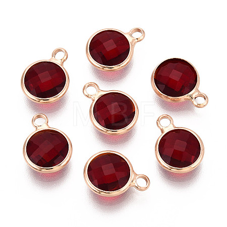 Golden Tone Brass Glass Charms X-GLAA-ZX008-24H-G-1