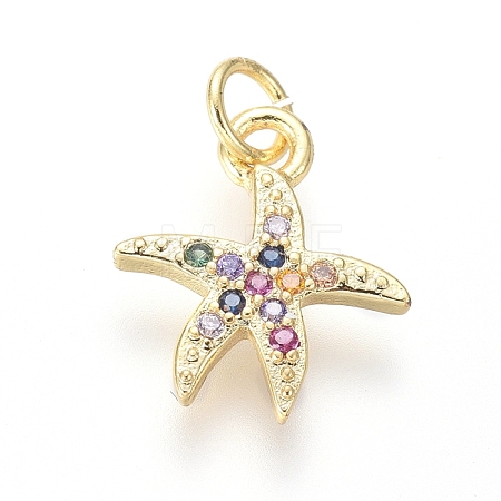 Brass Micro Pave Cubic Zirconia Charms X-ZIRC-I032-54G-1