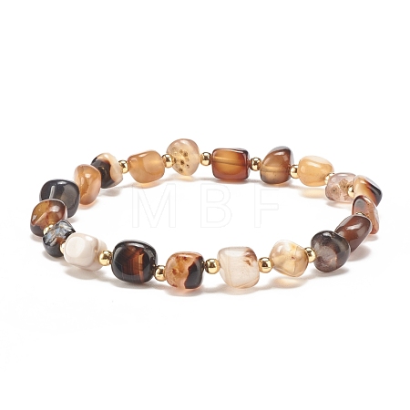 Natural Black Agate(Dyed) Round Beaded Stretch Bracelet BJEW-JB08197-07-1