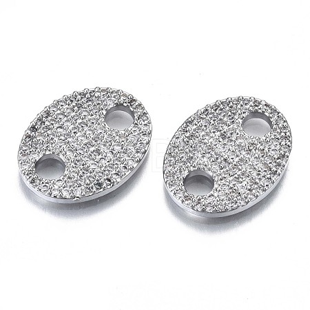 Brass Micro Pave Clear Cubic Zirconia Links Connectors KK-S061-87P-NR-1