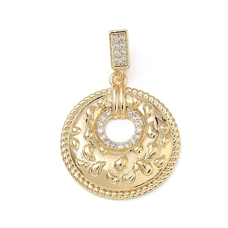 Brass Micro Pave Clear Cubic Zirconia Pendants KK-F939-04C-G-1